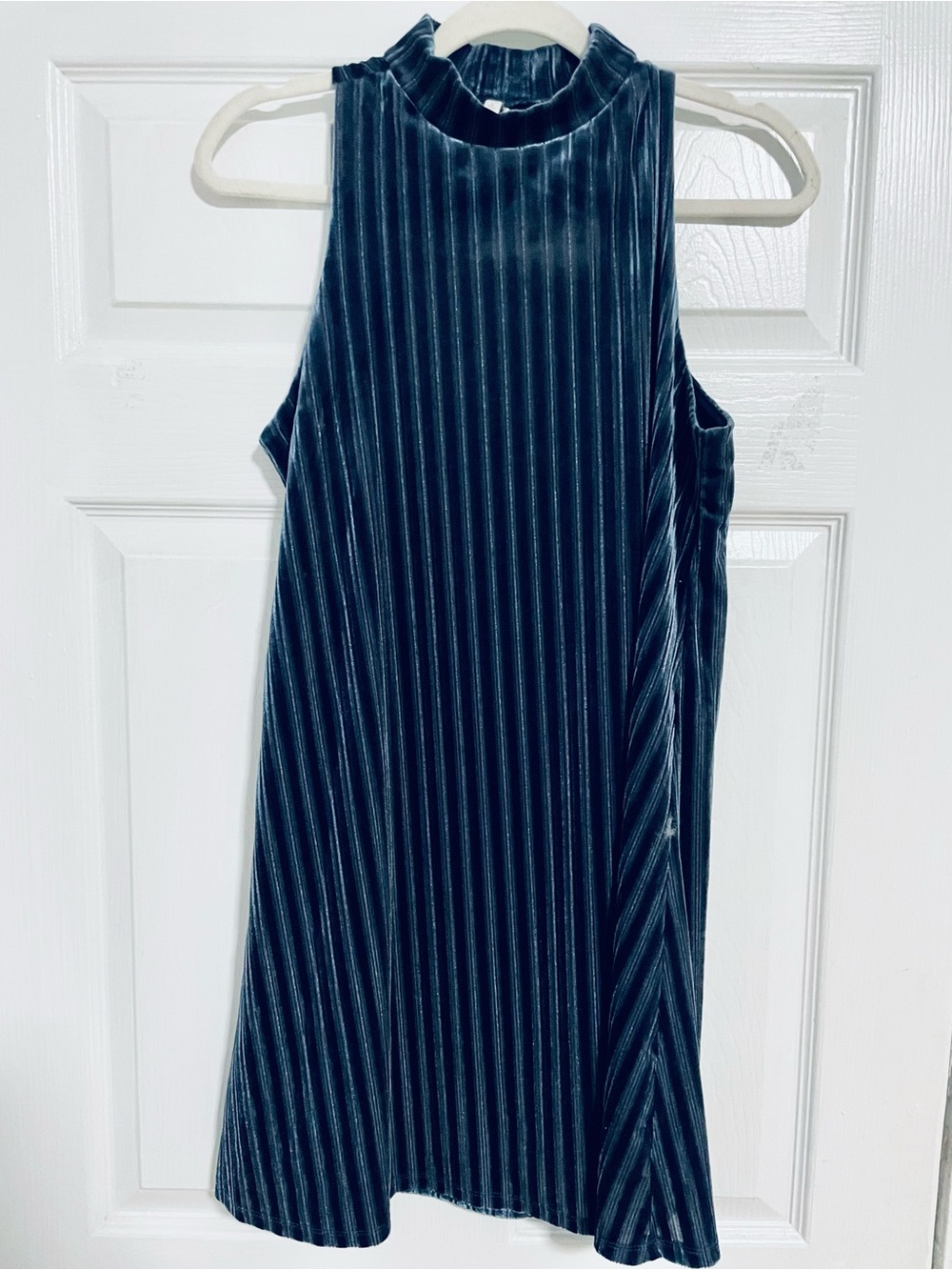 Mudd Navy Velvet Dress with Subtle Pinstripes